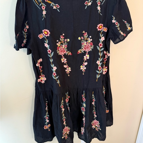 Chelsea & Theodore embroidered Boho romantic drop placed flutter dress L - Picture 2 of 5
